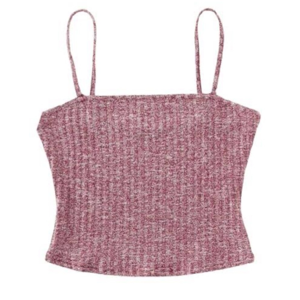 SHEIN Women’s Spaghetti-Strap Rib Knit Marbled Pleated Cami Top burgundy, size S